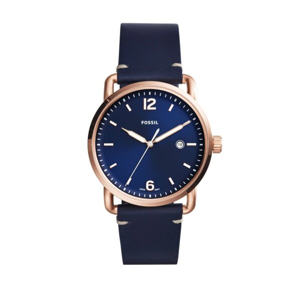 Fossil Men's Commuter Blue Dial Leather Watch FS5274 Pre-Owned Great Condition - Picture 3 of 8